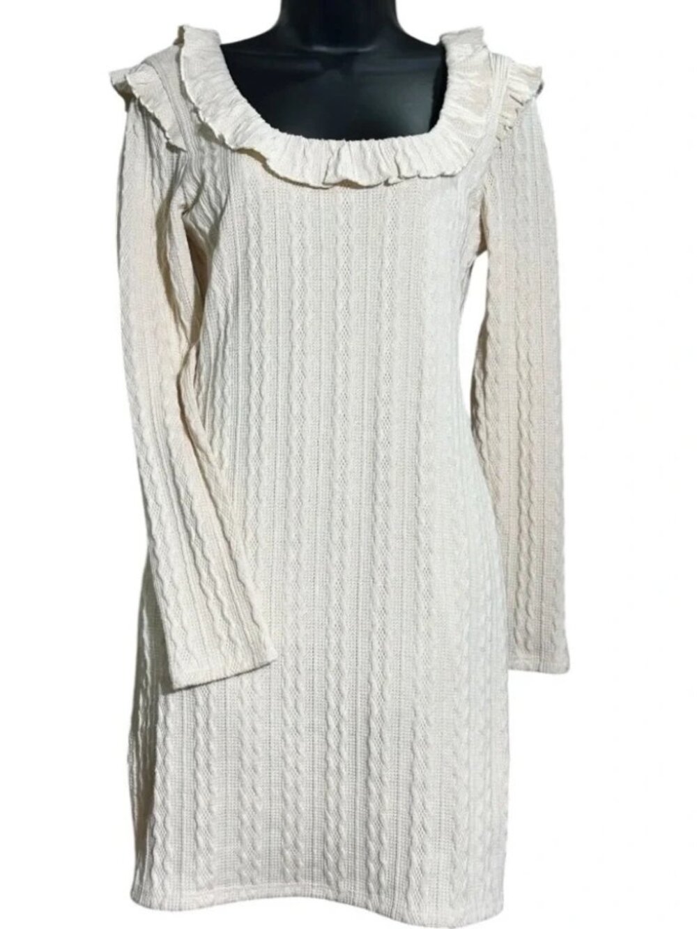 19 Cooper NWOT Long Sleeve Knit Dress Vanilla Color Minidress